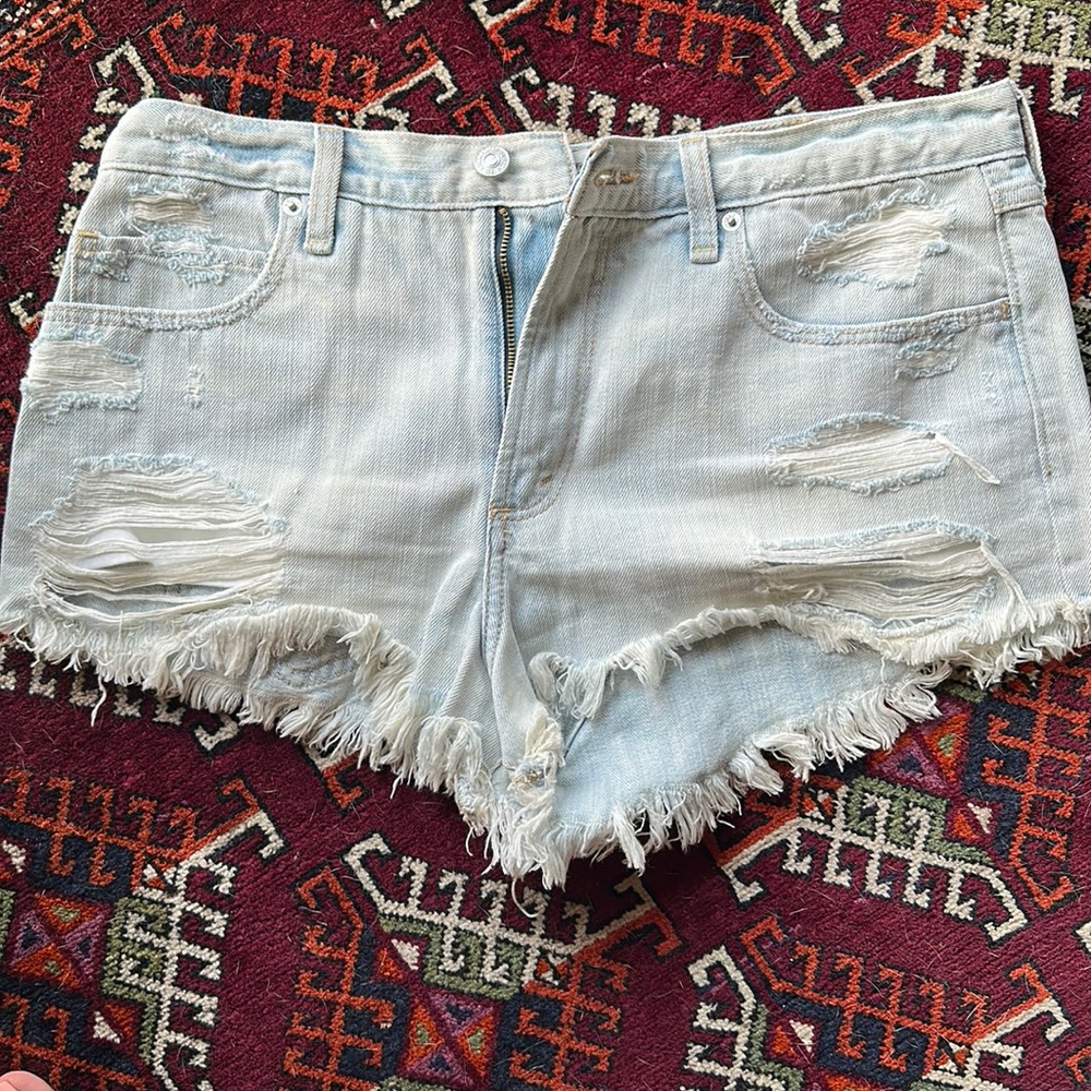 Abercrombie & Fitch Light Blue Distressed Denim Cutoff Shorts